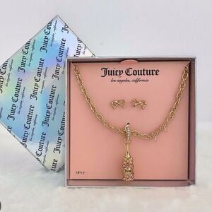🔹️Juicy Couture🔹️ Rhinestone Champagne Bottle Earring necklace Set ✨️🍾